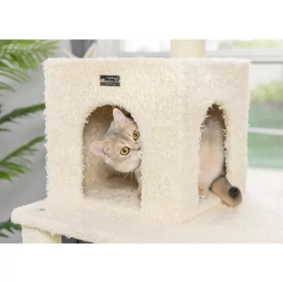 Product Armarkat 69-in Faux Fur Real Wood Multi-Level Cat Tree Stand House, Beige