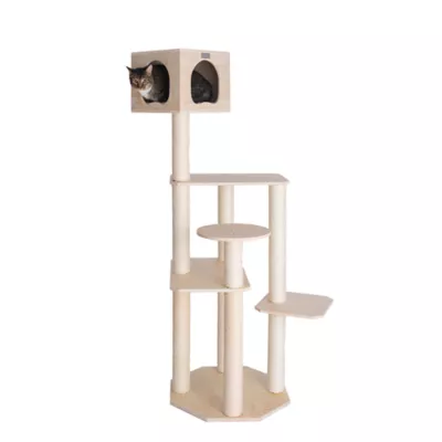 Product Armarkat 69-in Premium Scots Pine Modern Cat Tower With Multi-Layer Platform, Natural