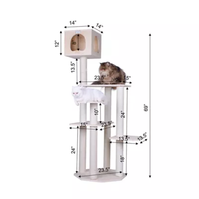 Product Armarkat 69-in Premium Scots Pine Modern Cat Tower With Multi-Layer Platform, Natural