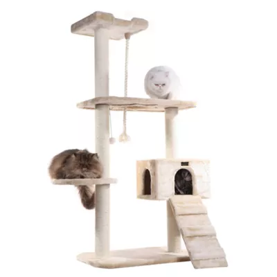 Product Armarkat 58-in Classic Faux Fur Real Wood Cat Kitten Climbing Tree, Beige