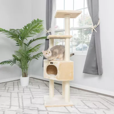 Product Armarkat 52-in Classic Faux Fur Real Wood Cat Tree Gym Furniture, Beige