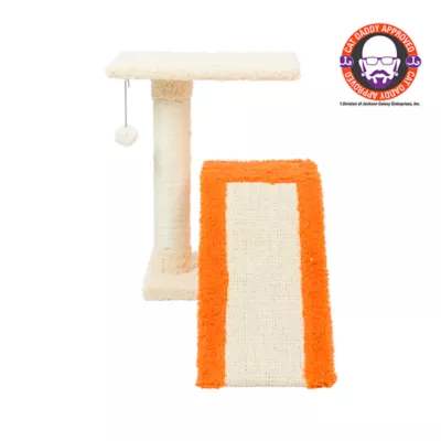 Product Armarkat 20-in Sisal Carpet Ramp & Two-Level Platform Real Wood Cat Tree, Beige & Orange