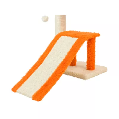 Product Armarkat 20-in Sisal Carpet Ramp & Two-Level Platform Real Wood Cat Tree, Beige & Orange