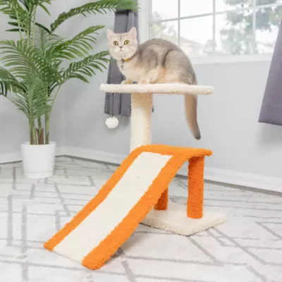 Product Armarkat 20-in Sisal Carpet Ramp & Two-Level Platform Real Wood Cat Tree, Beige & Orange