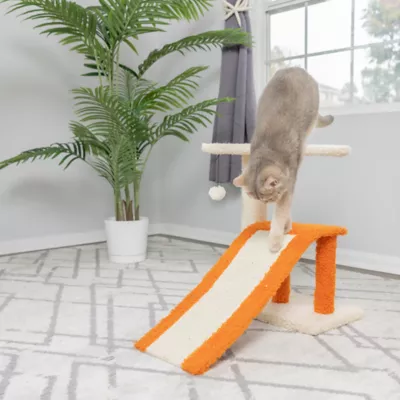 Product Armarkat 20-in Sisal Carpet Ramp & Two-Level Platform Real Wood Cat Tree, Beige & Orange