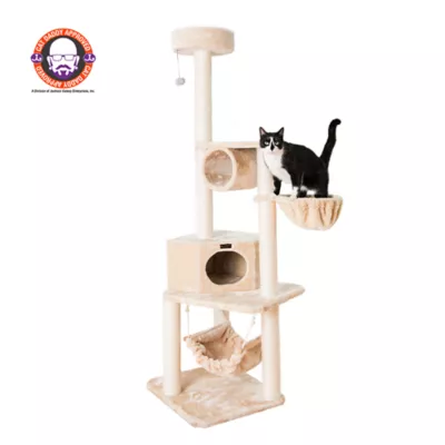 Product Armarkat 72-in Classic Faux Fur Real Wood Condo, Basket & Cat Tree, Beige