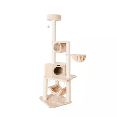 Product Armarkat 72-in Classic Faux Fur Real Wood Condo, Basket & Cat Tree, Beige