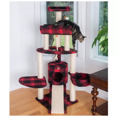 Product Armarkat 58-in Classic Faux Fleece Real Wood Cat Tree, Red & Black Tartain Plaid