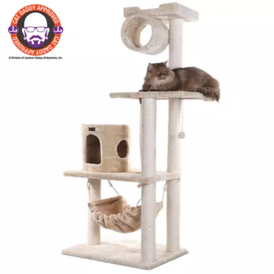 Product Armarkat 62-in Classic Faux Fur Top Perch Real Wood Cat Tree, Beige