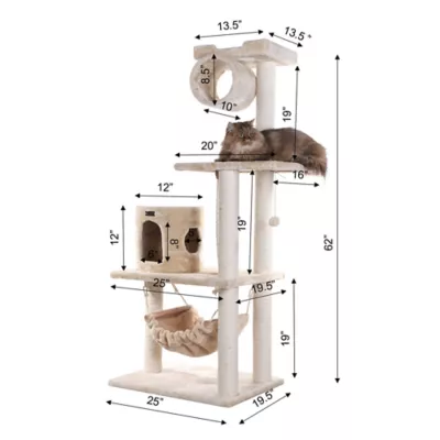 Product Armarkat 62-in Classic Faux Fur Top Perch Real Wood Cat Tree, Beige