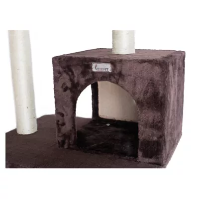 Product GleePet 57-in Faux Fur Condo & Real Wood Cat Tree, Coffee Brown