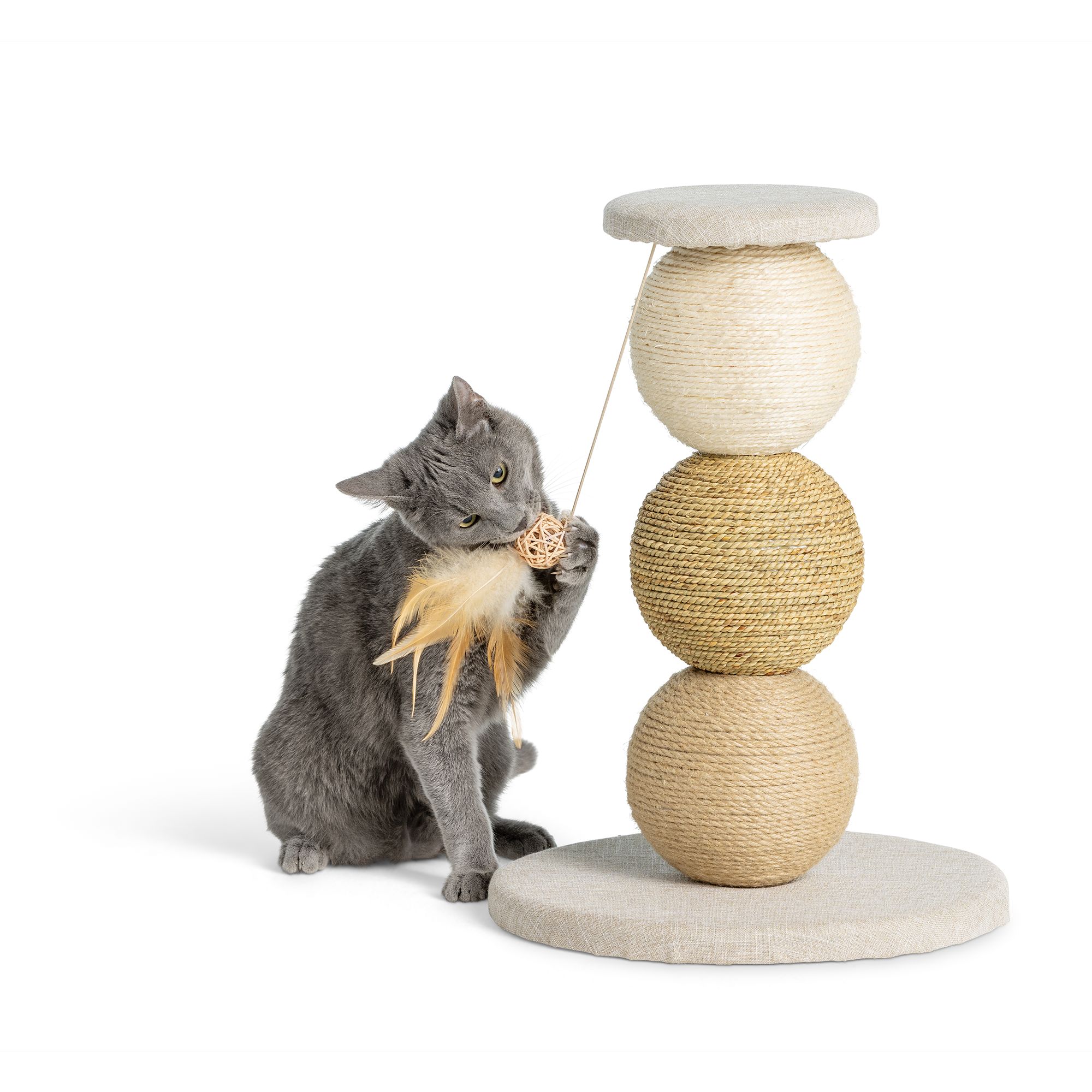 Whisker City 19 in Three Ball Cat Scratching Post cat