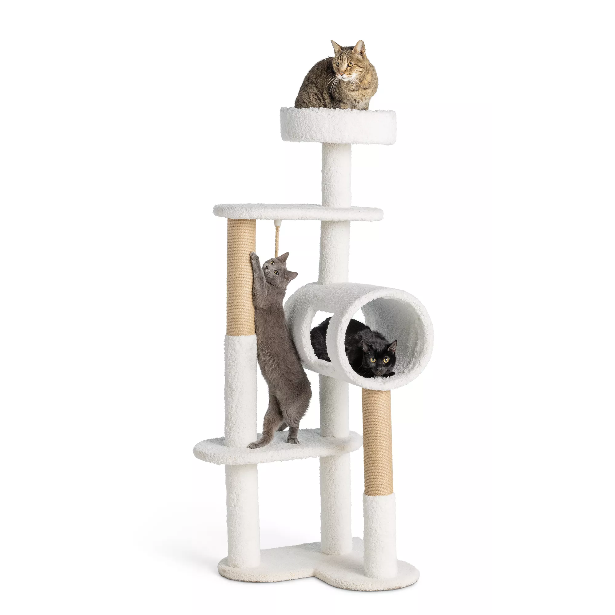 Whisker City® 60-in Sherpa Cat Tower with Condo Tunnel