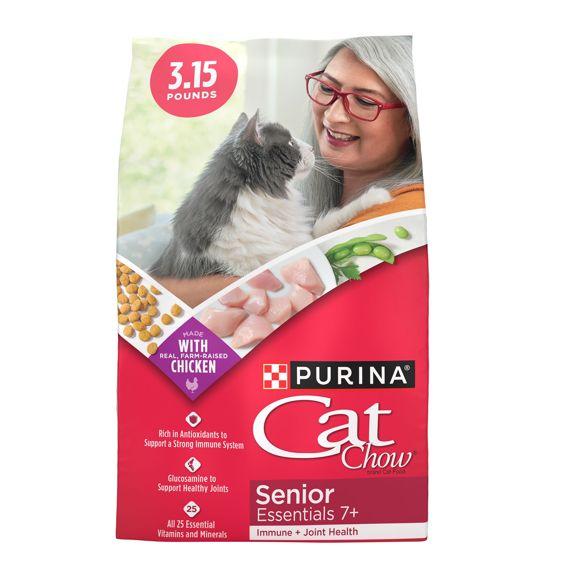 Purina Cat Chow Senior Cat Dry Food Chicken No Artificial