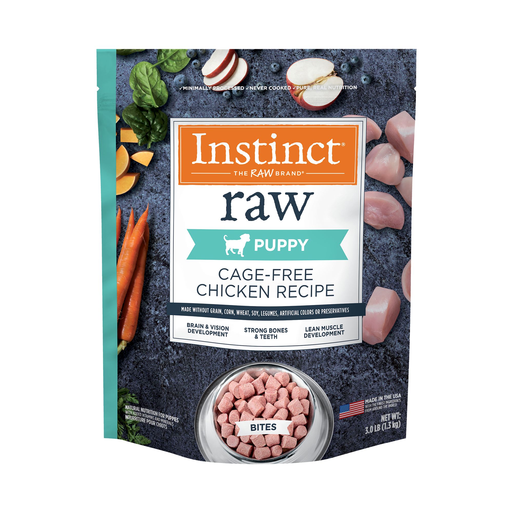 Instinct Raw Bites Puppy Frozen Dog Food Raw Grain Free Chicken