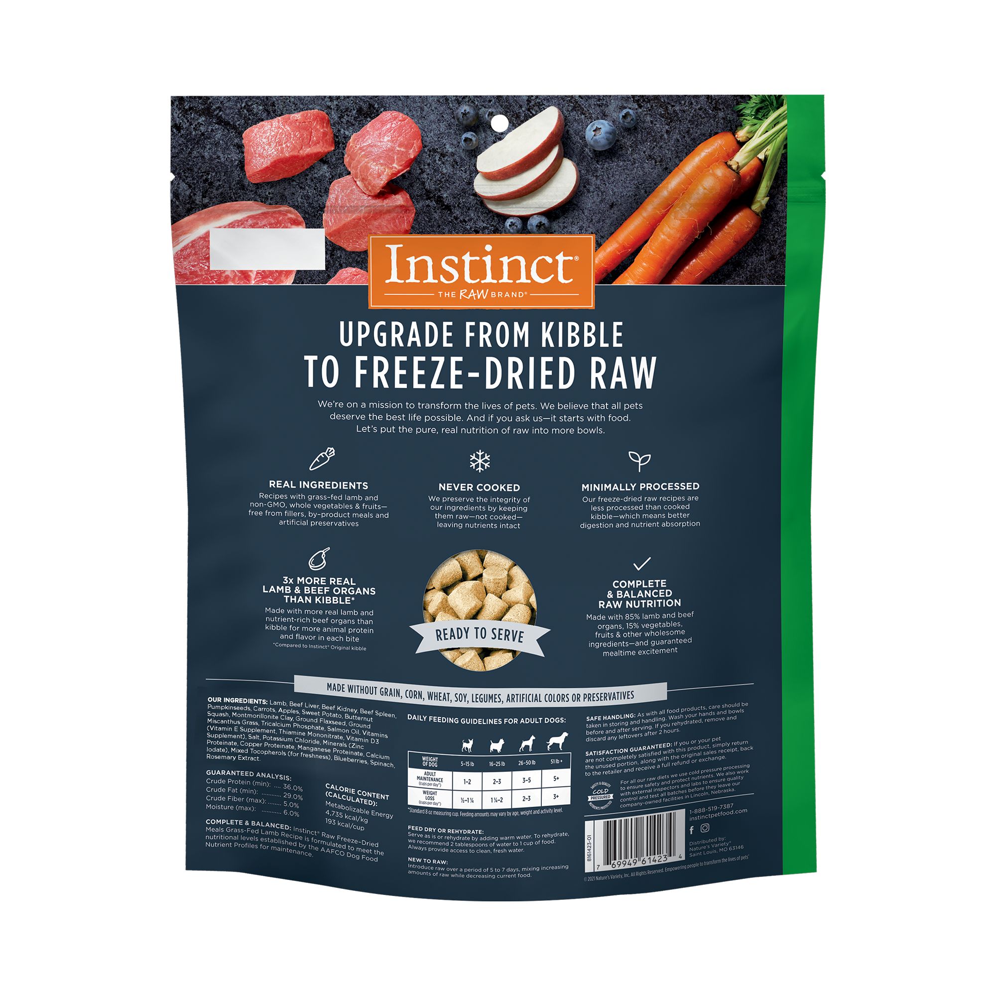 Instinct Raw Meals Freeze Dried Adult Dry Dog Food Grain Free Lamb