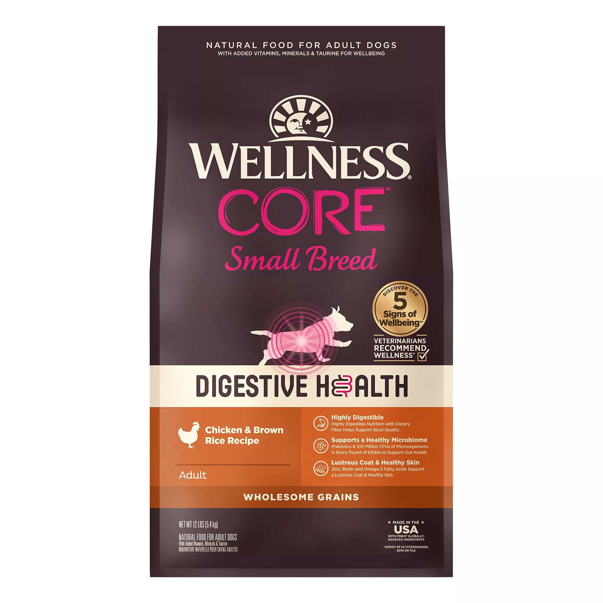 Wellness® CORE® Digestive Health Small Breed Adult Dry Dog Food - With-Grain, Chicken & Brown Rice