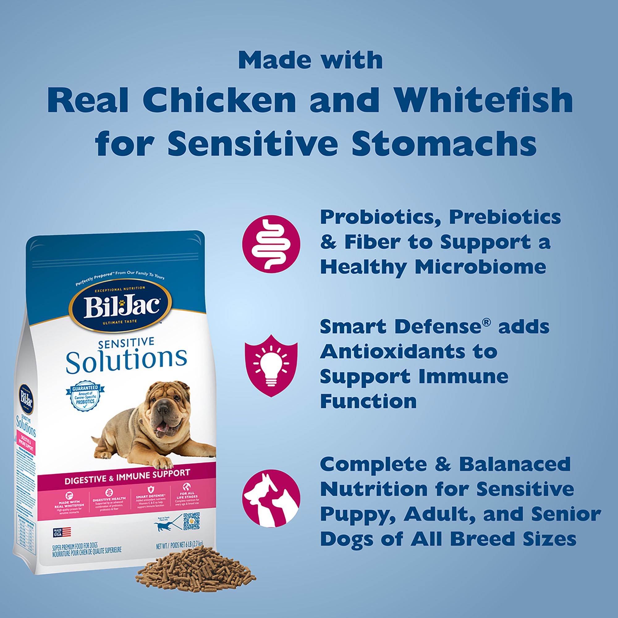 Bil-Jac Sensitive Solutions Digestive & Immune Support All Life