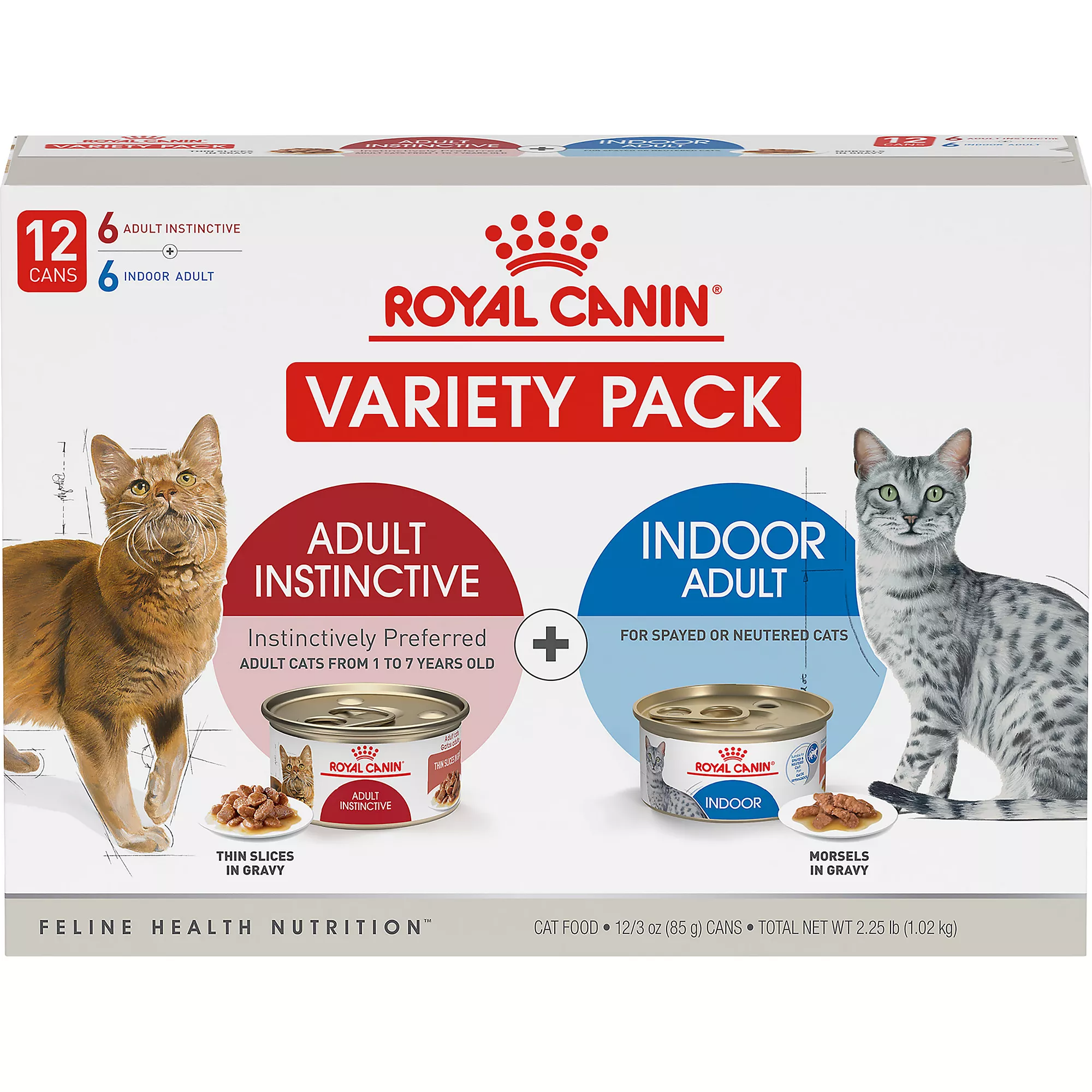 Royal Canin Indoor/Instinctive Adult Wet Cat Food Variety Pack - 12 CT, 36 OZ