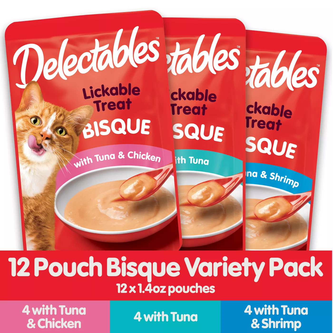 Hartz Delectables Lickable Treats Bisque Cat Treats Variety Pack 12ct