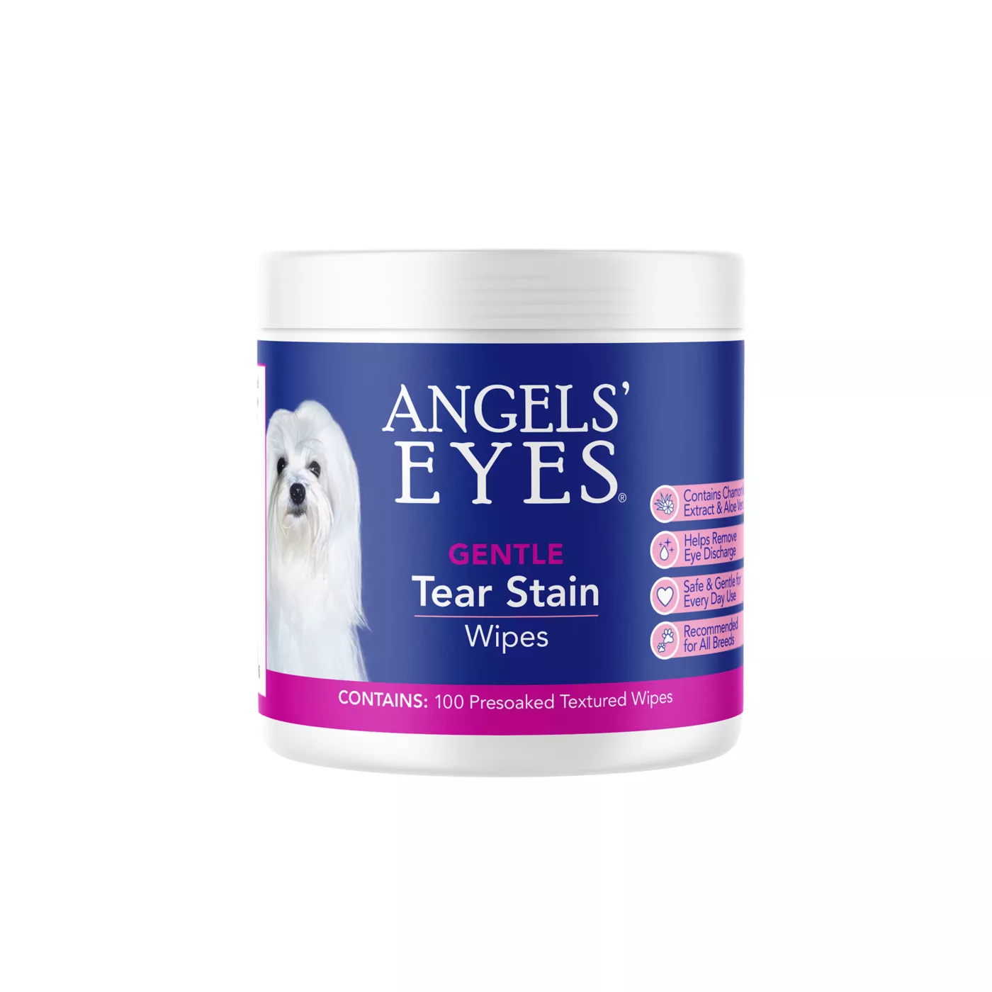 Angels Eyes Gentle Tear Stain Wipes for Dogs Presoaked Textured Wipes 100 ct