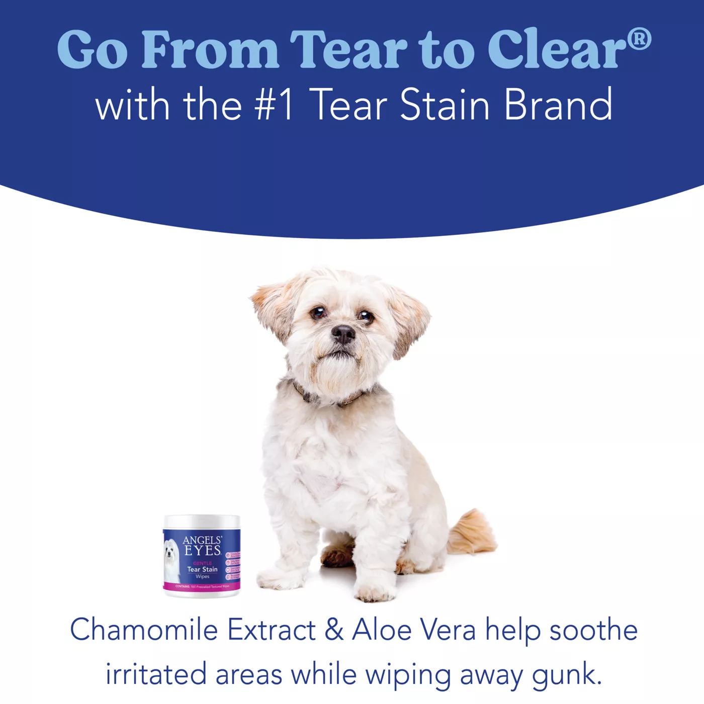 Angels Eyes Gentle Tear Stain Wipes for Dogs Presoaked Textured Wipes 100 ct