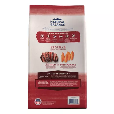 Natural Balance Limited Ingredient Reserve Grain Free Sweet Potato Bison Recipe Dry Dog Food 12 lb