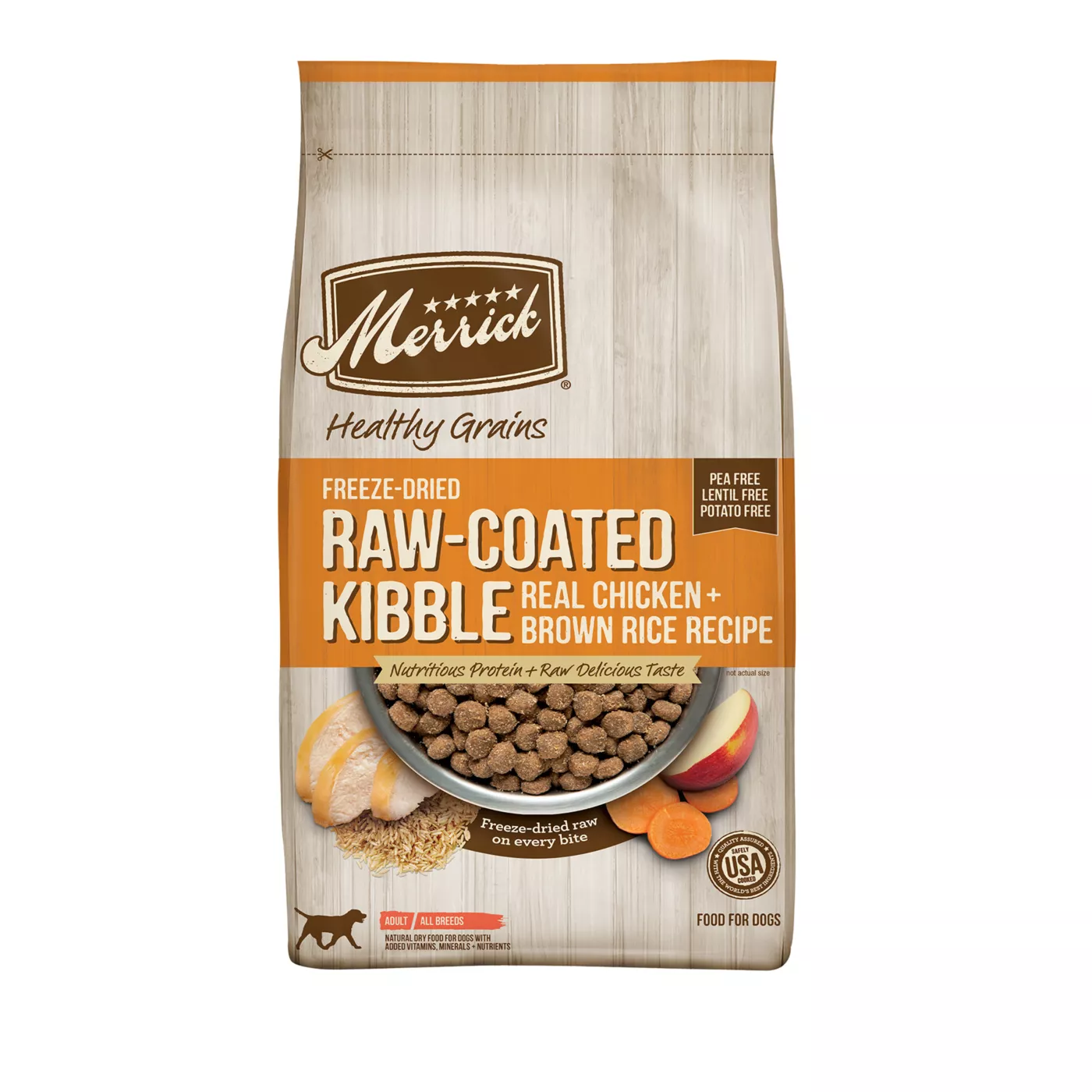 Merrick Healthy Grains Raw Coated Adult Dry Dog Food Chicken Carrageenan Free Corn Free