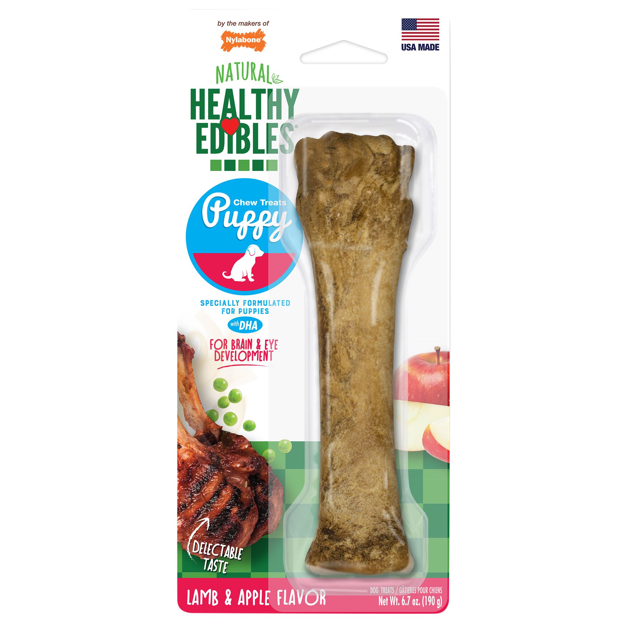 Nylabone Healthy Edibles Puppy Chew Dog Treat Lamb Apple