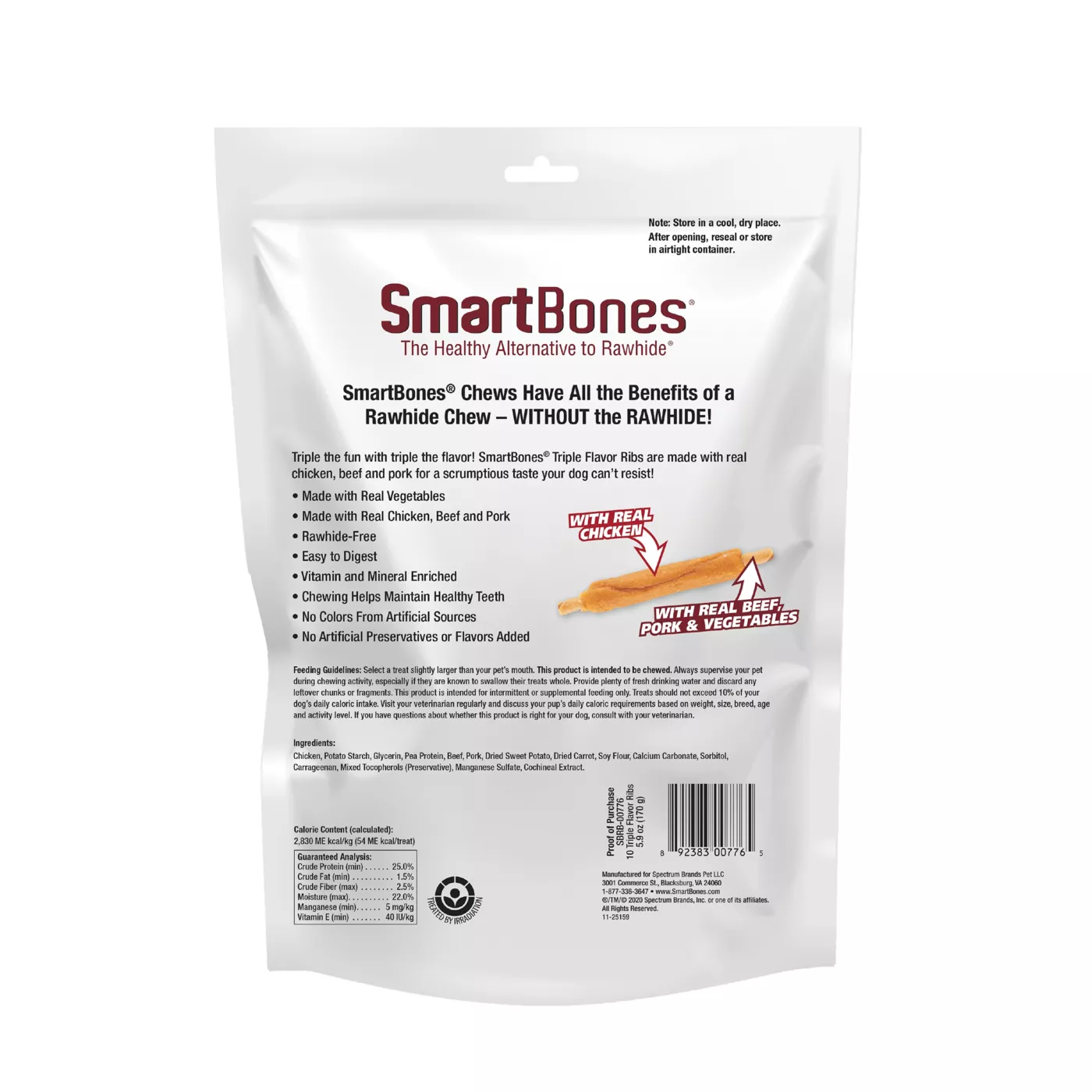 Product SmartBones® Triple Flavor Ribs Dog Treat - Chicken, Beef & Pork