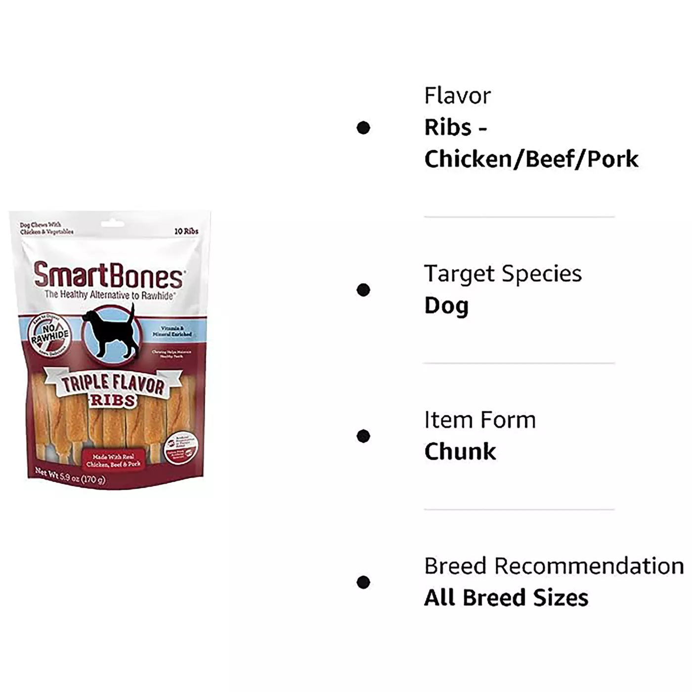 Product SmartBones® Triple Flavor Ribs Dog Treat - Chicken, Beef & Pork