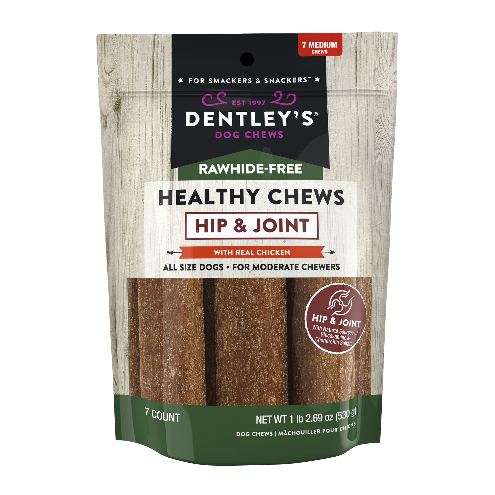 Dentley's® RawhideFree Jumbo Chomping Chews Dog Chew Hip & Joint, 7