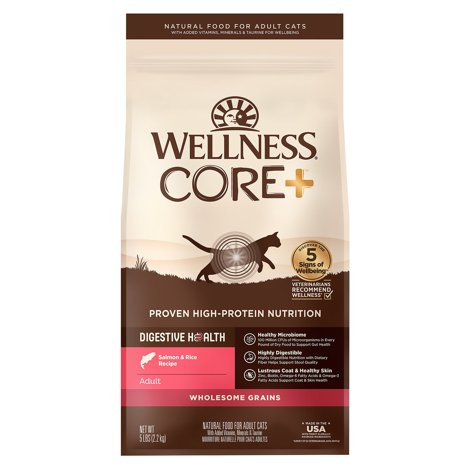 Wellness Core Digestive Health Salmon Rice Dry Cat Food 5 lbs