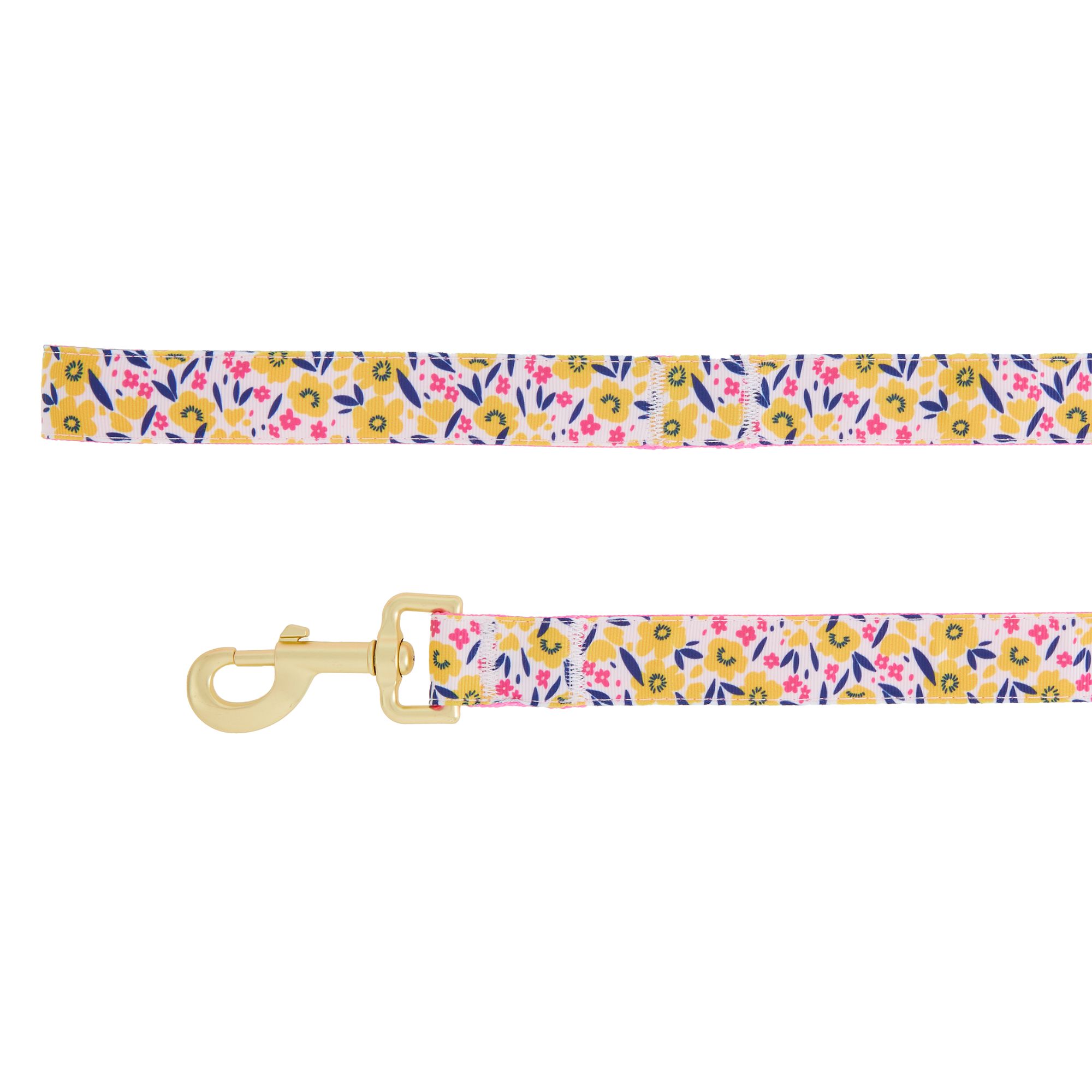 Top Paw&reg; Pink &amp; Yellow Floral Dog Leash: 6-ft long, 1-in wide