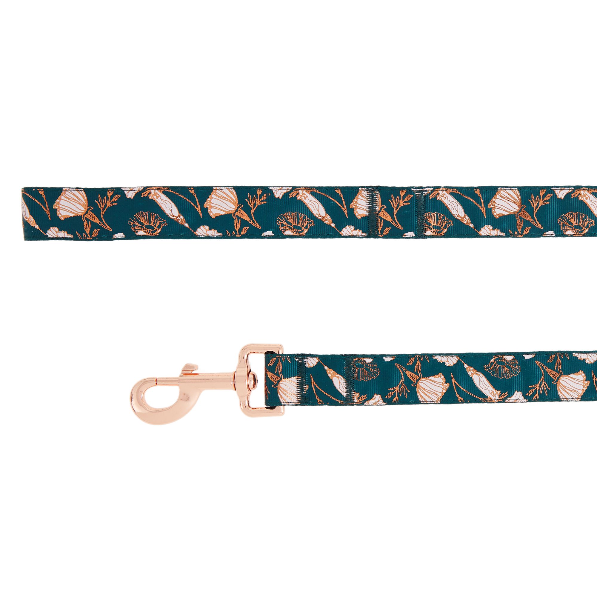 Top Paw&reg; Teal Floral Dog Leash: 6-ft long, 1-in wide