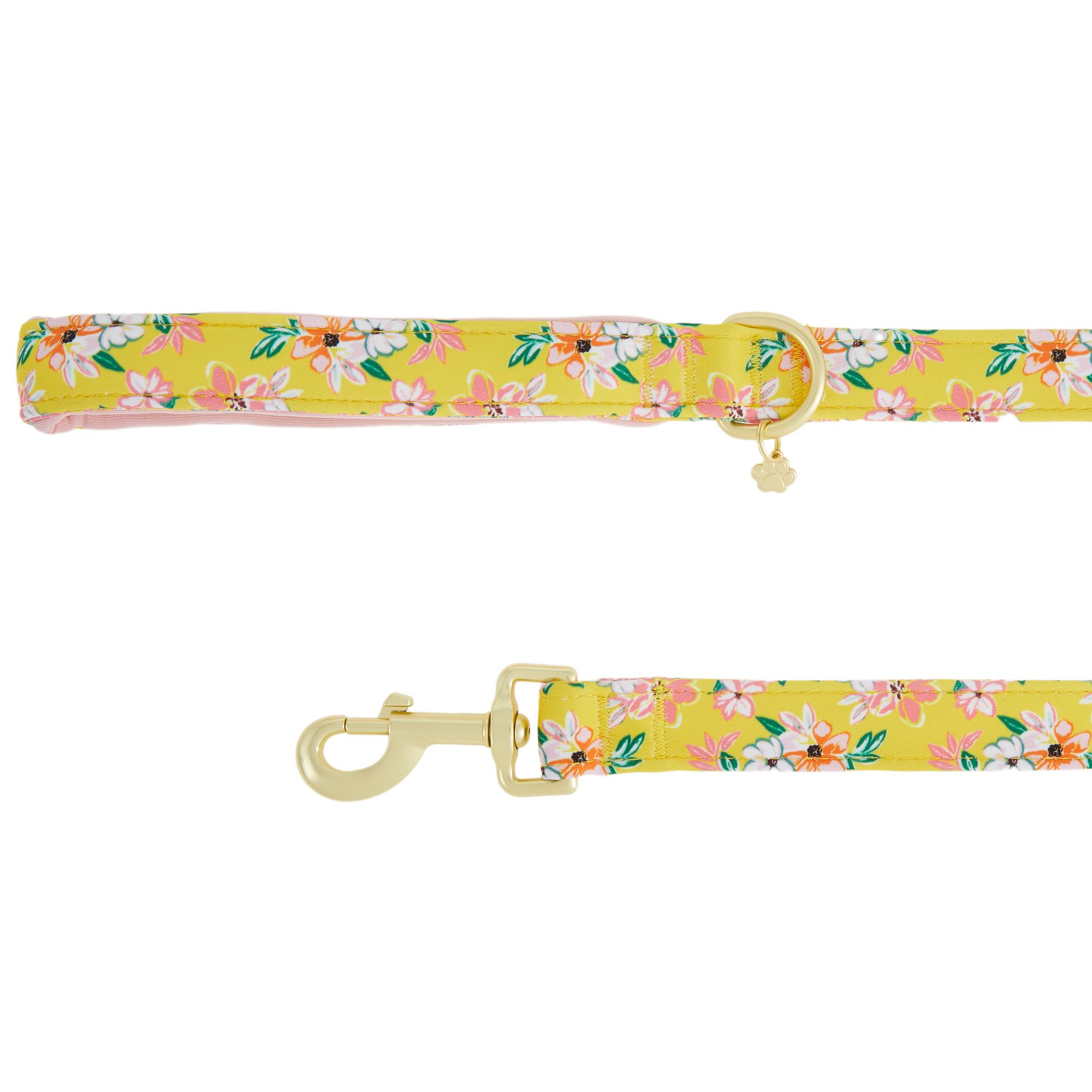 Top Paw&reg; Yellow Floral Neoprene Dog Leash: 4-ft long, 1-in wide