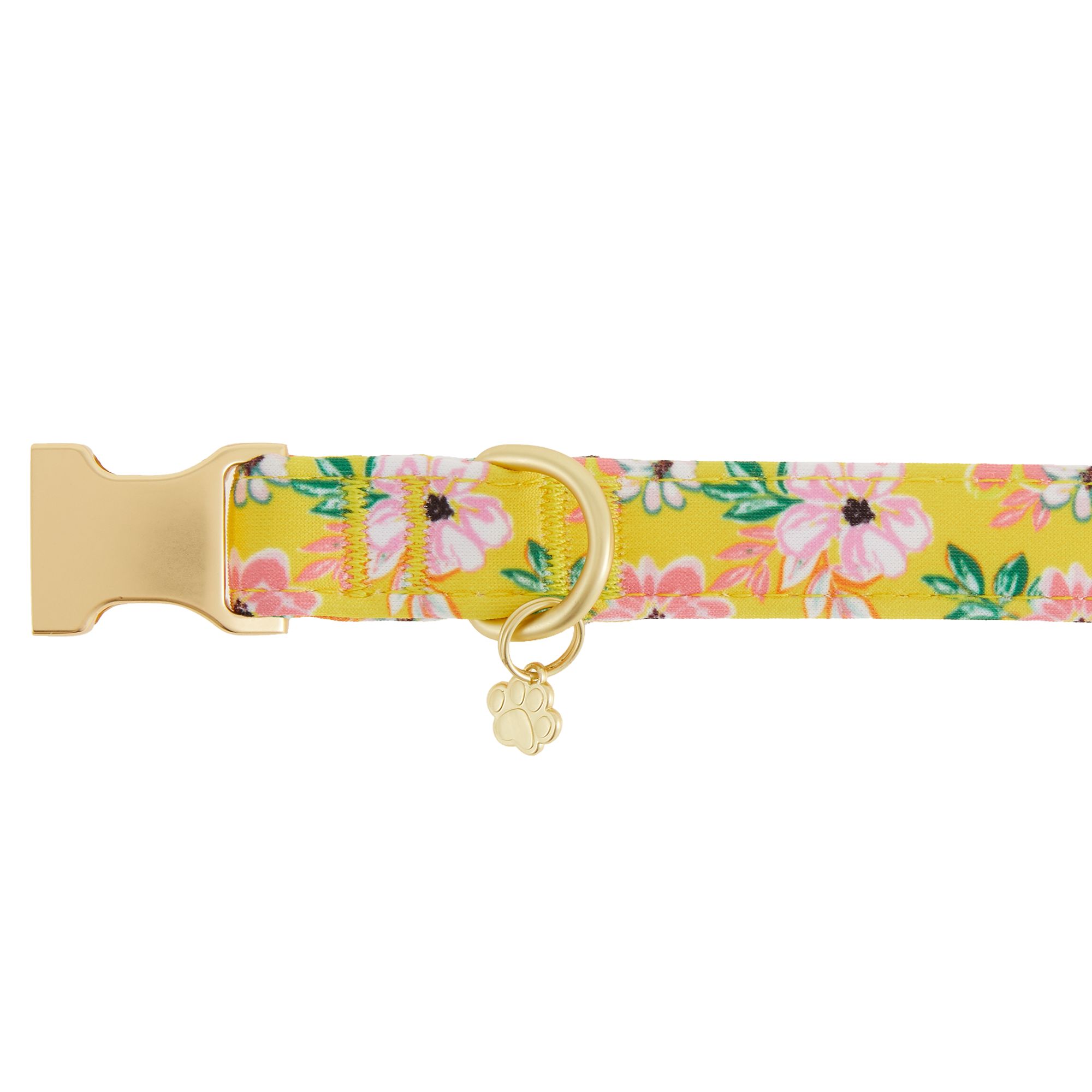 Top Paw® Yellow Floral Neoprene Adjustable Dog Collar dog Collars