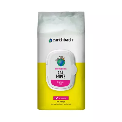 Product Earthbath Hypo-Allergenic Cat Wipes - Fragrance Free - Sensitive Skin - XL Towels - 100ct