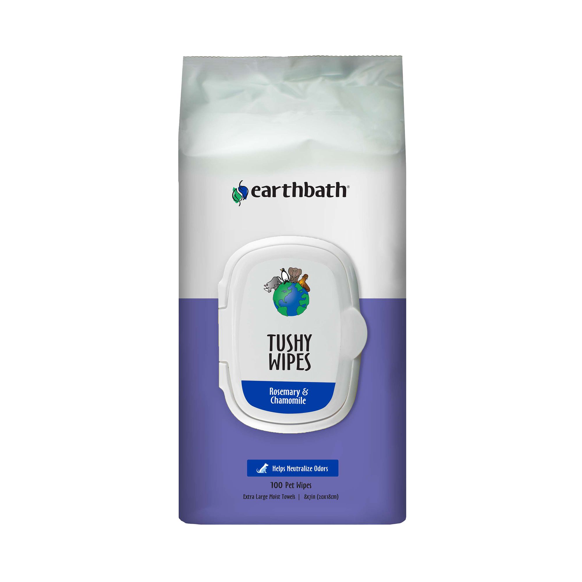 Earthbath Tushy Wipes for Pets - Rosemary & Chamomile - Neutralize 