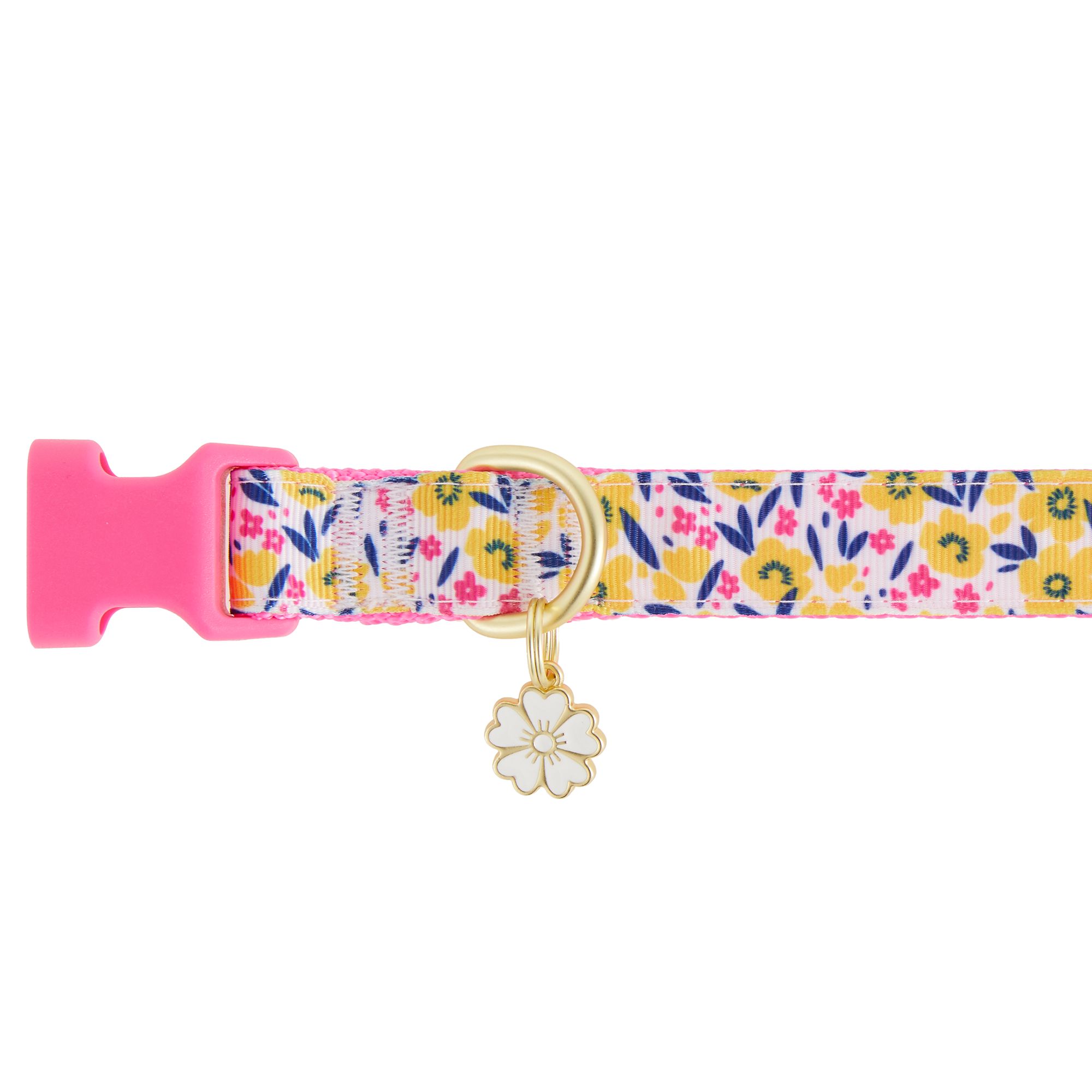 Petsmart Top Paw Dog Collar SMALL Pink Hawaiian Flowers (10in-14inch)