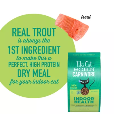 Product Tiki Cat® Born Carnivore® Indoor Health Dry Cat Food - High Protein, Non-GMO, Trout & Menhaden Fish