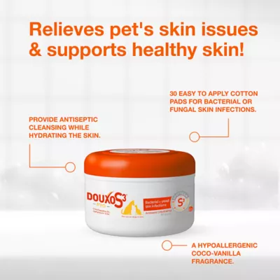 Douxo® S3 PYO Chlorhexidine Antiseptic Antifungal Cleansing Dog Pad Wipes - 30 Count - Image 5