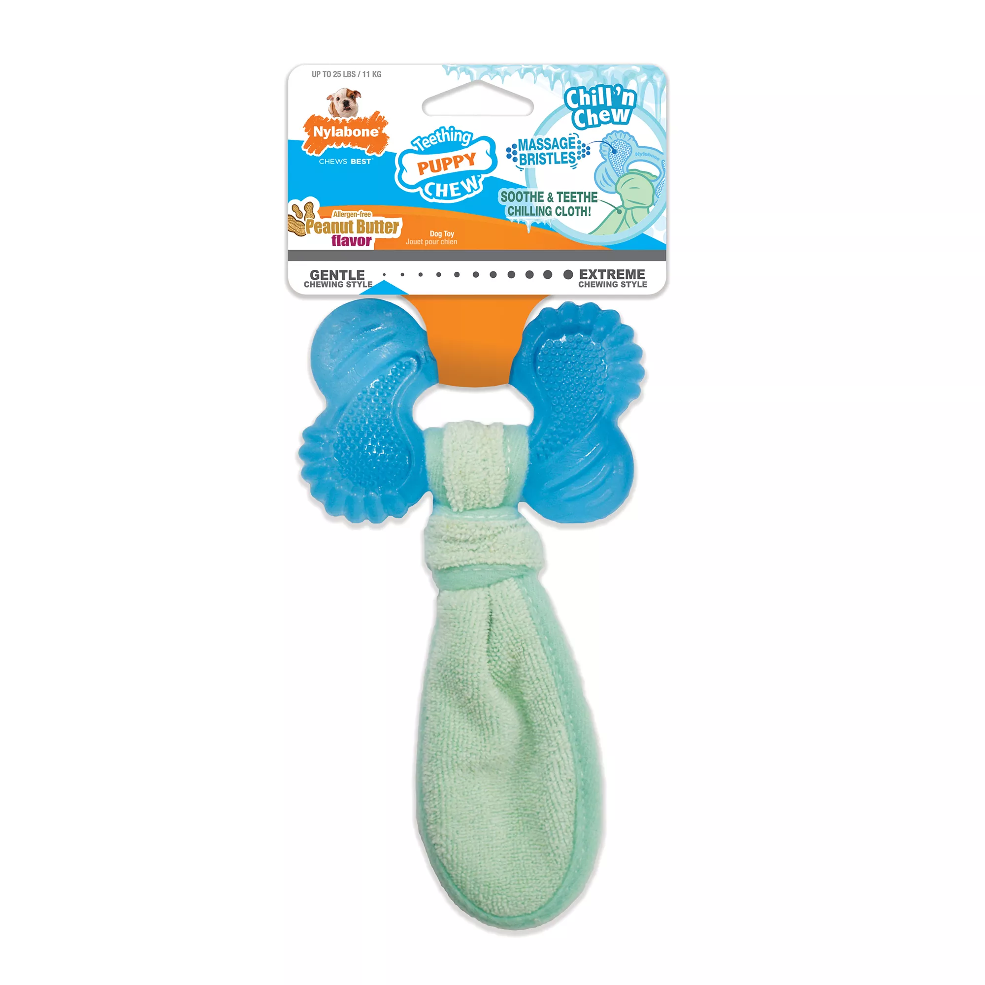 Nylabone® Teething Puppy Chew Freezer Bone Dog Toy - Peanut Butter Flavor