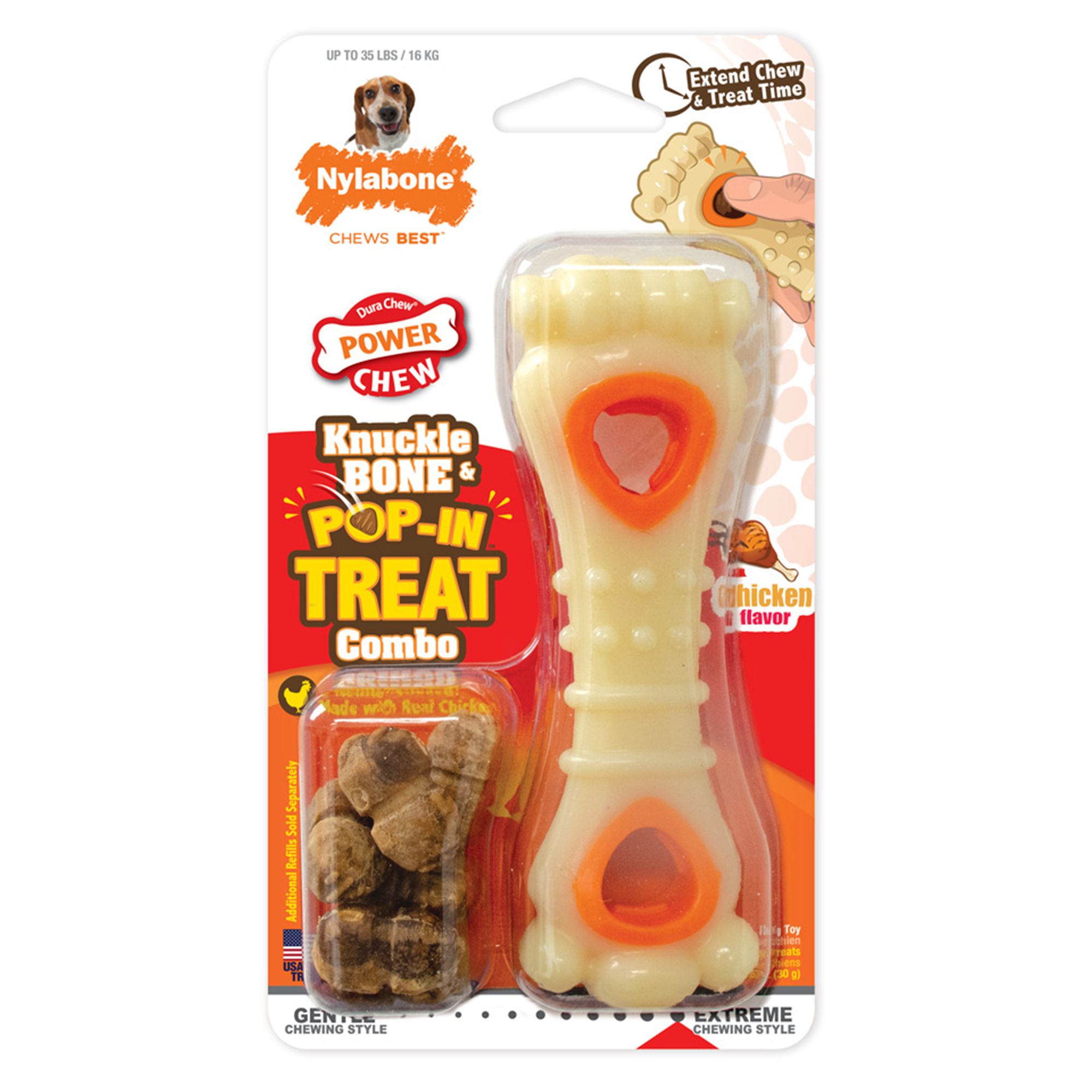 Nylabone® DuraChew® Power Chew Knuckle Bone & PopIn Treat Combo Dog