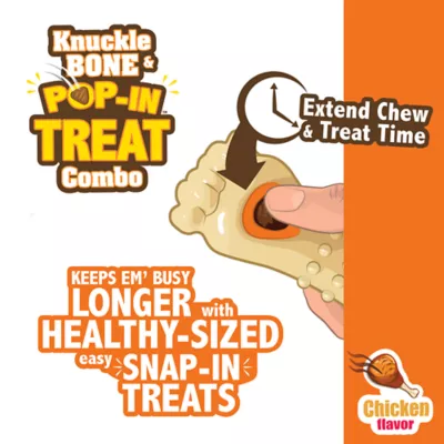 Product Nylabone® DuraChew® Power Chew Knuckle Bone & Pop-In Treat Combo Dog Toy - Chicken Flavor