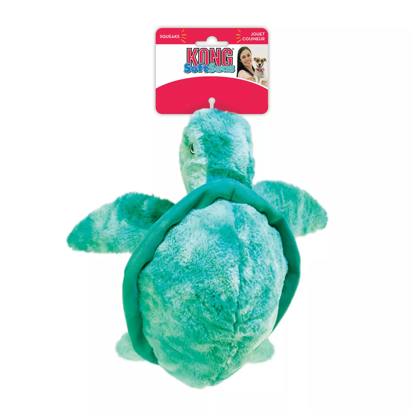 KONG SoftSeas Turtle Dog Toy Plush Squeaker Crinkle