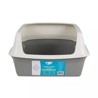 ExquisiCat® Plastic Rimmed High-Sided Cat Litter Box, Open Top, Gray/White - Image 6