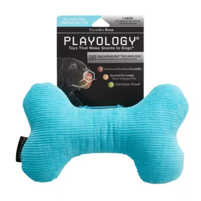 Product Playology® Scented Plush Squeaker Bone Dog Toy - Peanut Butter