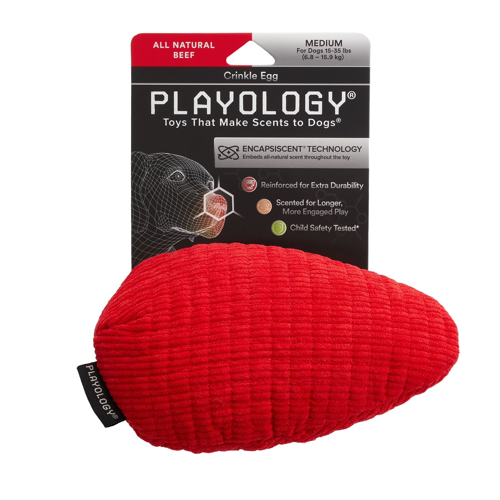 Playology® Scented Plush Crinkle Egg Dog Toy Beef dog Plush Toys