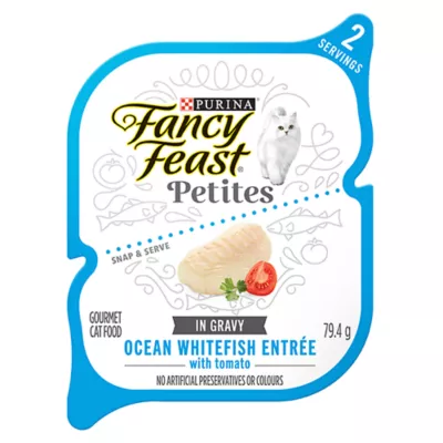 Fancy Feast Wet Cat Food Petites in Gravy, 79.4 g Split Cup Tray - Image 1